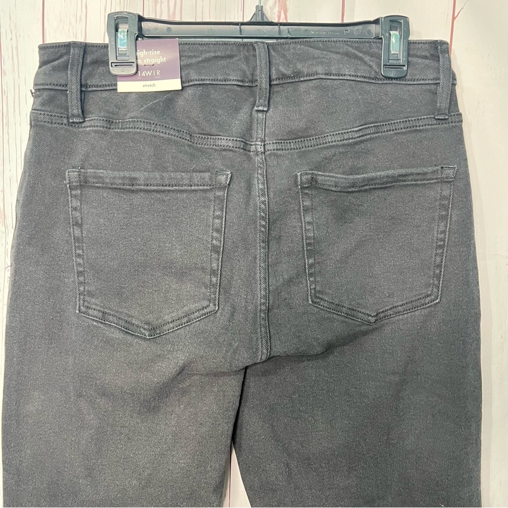 Ava & Viv High Rise Straight Jeans Black Denim Plus Size New 14 24 26 - Picture 7 of 9